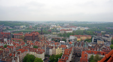 Obraz premium Top view of old Gdansk, Poland