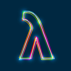 Greek Small Letter Lambda - Vector multicolored outline font with glowing effect isolated on blue background. EPS10 - obrazy, fototapety, plakaty