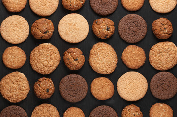 Various cookies on black