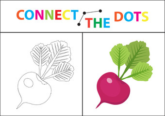 Children s educational game for motor skills. Connect the dots picture. For children of preschool age. Circle on the dotted line and paint. Coloring page. Vector illustration