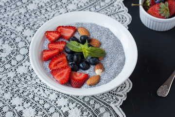 chia pudding with fresh fruits and almond