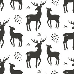 Deers seamless pattern, vector illustration
