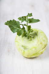 Kohlrabi on a wooden table