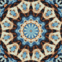Seamless background pattern. Decorative round mosaic art pattern.