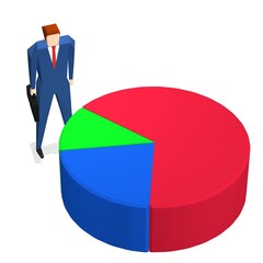 Businessman with pie chat