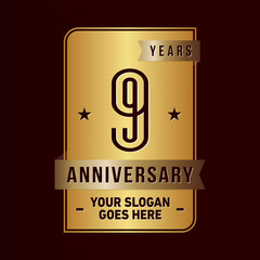 9 years anniversary design template. Vector and illustration.

