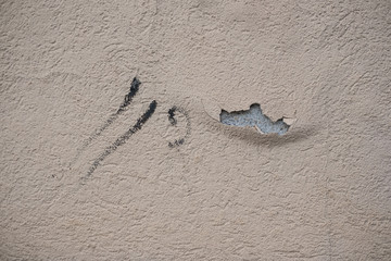 Flaking plaster and paint on a wall