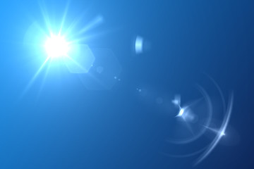 Sun burst and blue sky