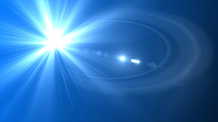 Sun burst and blue sky