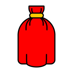 Santa bag isolated. red sack full for gift