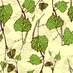 Fototapeta na wymiar Seamless Wallpaper. Grapevine seamless pattern
