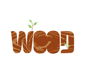 Wood lettering. Letters wood texture. Nature Typography