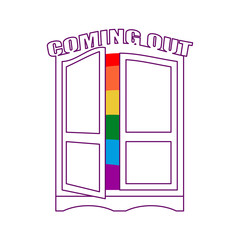Coming out Wardrobe LGBT symbol. Open closet door. Get out of wardrobe gay. recognition Furniture