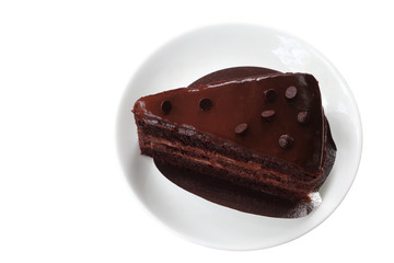 Fresh chocolate cake isolated with clipping path.