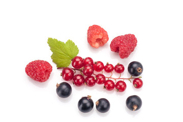 Blackcurrants with raspberries