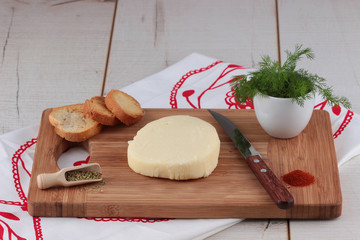 Preparing breakfast with cheese