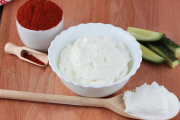 Preparing breakfast with cheese