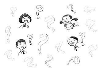 Kids are curious line art