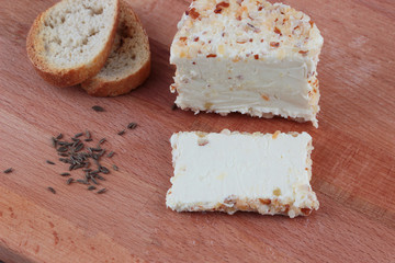 Preparing breakfast with cheese