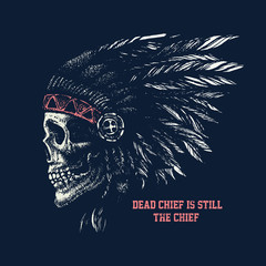 skull indian chief hand drawing style