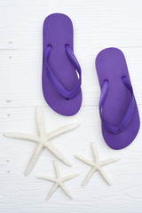 purple sandals isolated on white background