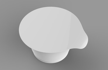 White blank yogurt, ice cream or sour creme package on white background. 3D mock up of container with lid isolated. Template for your design. 3d render illustration.