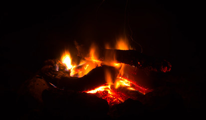 Camp Fire With Glowing Coal - 165790215