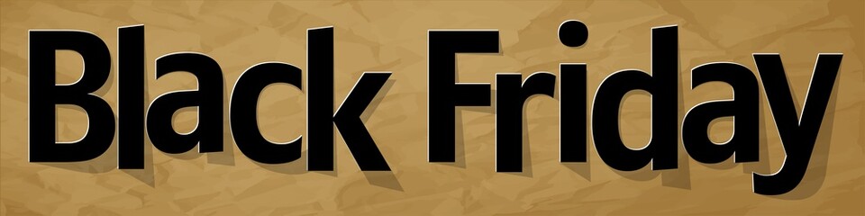 Black Friday banner black on a crumpled paper brown background.