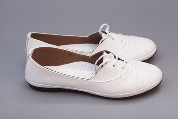 White Shoes isolated on gray background