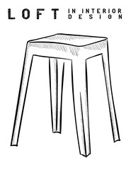 Stool. Outline. Loft in interior design eps 10 illustration