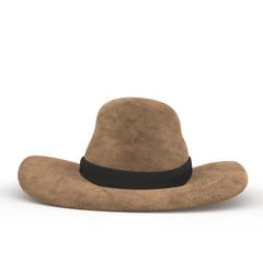 leather brown hat in 3D rendering