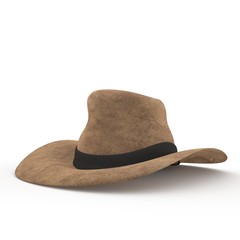 leather hat on white in 3D rendering