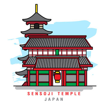Illustrator of Sensoji Temple. Vector Illustration