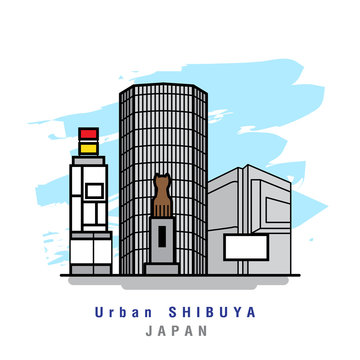 Illustrator of Urban Shibuya. Vector Illustration