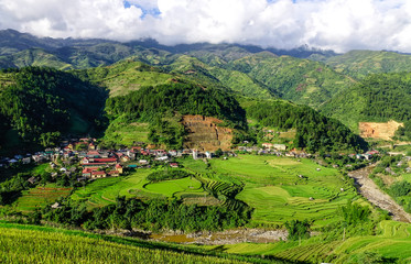 Fototapeta na wymiar Landscape of terraced rice field in Northern Vietnam