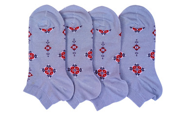 Gray women's socks with ornament