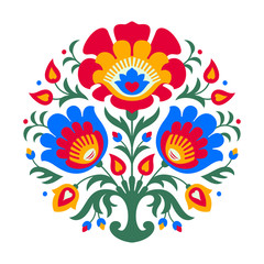 round folk flowers decor