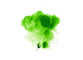 Abstract green explosion with sparks isolated on black background - obrazy, fototapety, plakaty