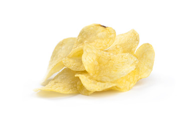Heap of chips isolated on white background