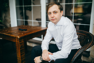 Groom getting ready in the morning