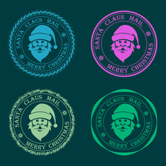 Christmas print with Santa Claus, set