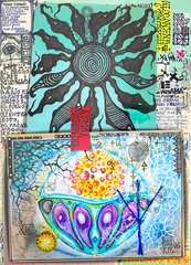 Zelfklevend Fotobehang Esoteric and alchemical collage with ethnic, astrological and mysterious designs © Rosario Rizzo