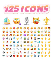 Set of Realistic Cute Icons on White Background . Isolated Vector Illustration 