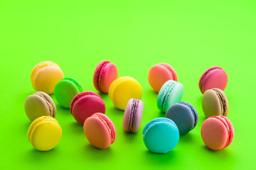 scattered colorful macaroons