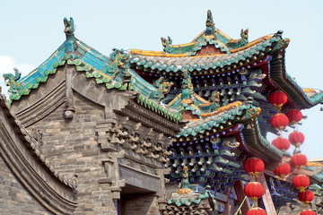Chenghuang Tempel mit pompösem Dach in Pingyao China