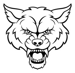 Wolf Sports Mascot Angry Face