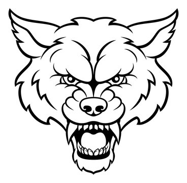 Wolf Sports Mascot Angry Face