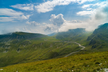 Spectacular road on the mountain in the Carpathian Mountains in Romania