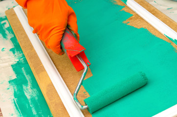 painting carried out by the roller, the master carries out repair