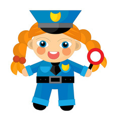 Cartoon character - policeman girl - illustration for the children